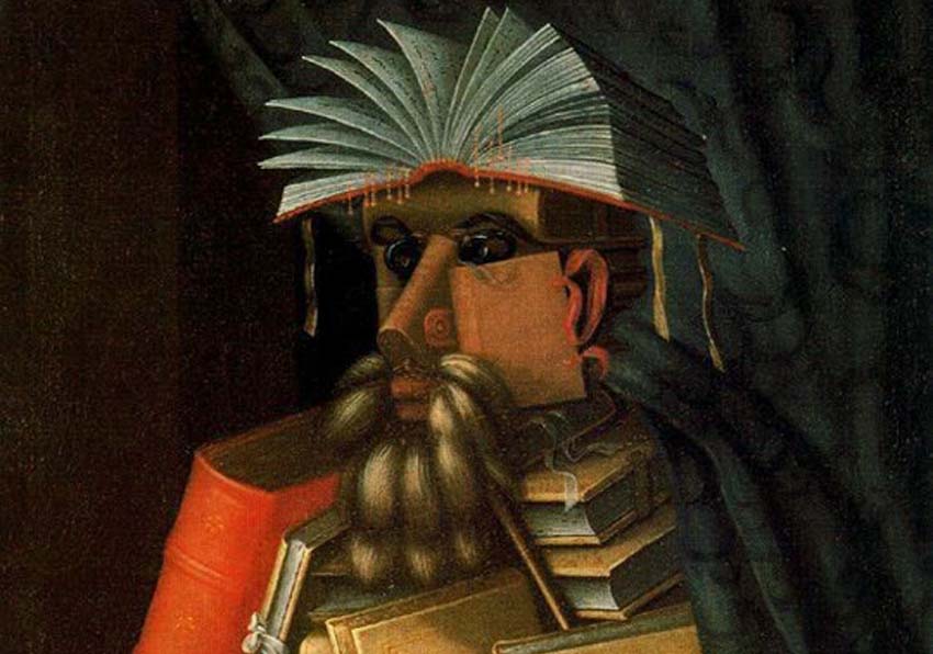 event image:Drawing of a man made with books